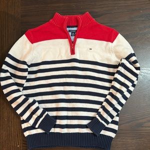 Tommy Hilfiger Kids 1/4 Zip Size M (8/10) red, white, and blue Knit Sweater